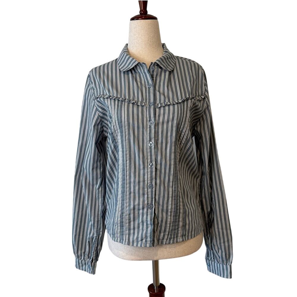 NWOT Motel Striped Button-Up Shirt, Blue & White, Women's Medium